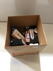 BOX OF ASSORTED ITEMS TO INCLUDE BRAUN SILK LADY SHAVER (DELIVERY ONLY)