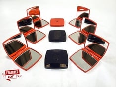 APPROX 9 X CHANEL COMPACT MIRROR IN ASSORTED COLOURS TO INCLUDE BLACK AND CORAL (DELIVERY ONLY)
