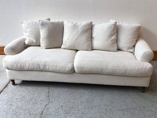 AUDREY 3 SEATER SOFA IN LINEN LODEN RRP - £3995: LOCATION - D1