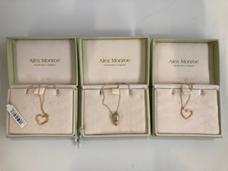 3 X ALEX MONROE NECKLACES TO INCLUDE A SPINNING GLOBE