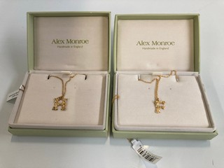 2 X ALEX MONROE NECKLACE TO INCLUDE A FLORAL LETTER H
