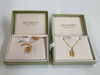 2 X ALEX MONROE NECKLACE TO INCLUDE A FLORAL LETTER B
