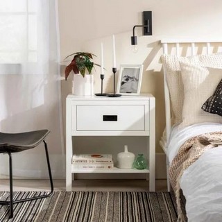 1 X WALKER EDISON 1 X DRAWER NIGHTSTAND / CLASSIC SOLID WOOD IN WHITE