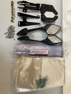 BOX OF ASSORTED ITEMS TO INCLUDE SCOOTER MIRRORS