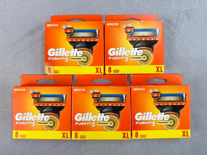 Gillette Fusion5 Power Razor Blades, 5x 8 Packs (VAT ONLY PAYABLE ON BUYERS PREMIUM) (X735917/8) (18+ ID REQUIRED)