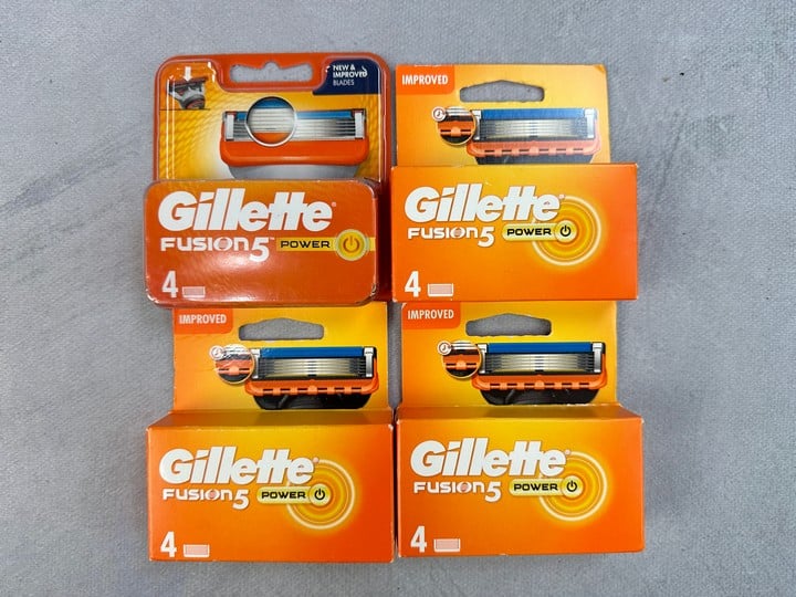 Gillette Fusion5 Power Razor Blades, 4x 4 Packs (VAT ONLY PAYABLE ON BUYERS PREMIUM) (X735917/8) (18+ ID REQUIRED)