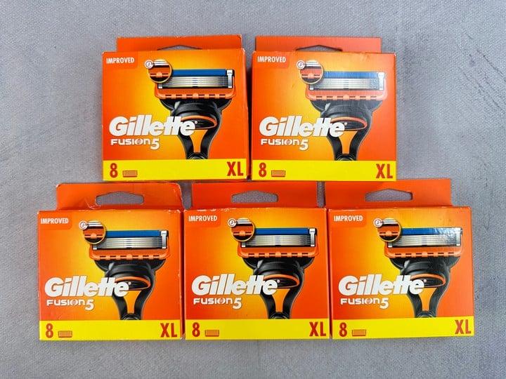 Gillette Fusion5 Razor Blades, 5x 8 Packs (VAT ONLY PAYABLE ON BUYERS PREMIUM) (X735917/8) (18+ ID REQUIRED)