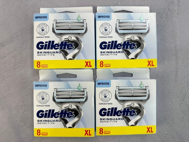 Gillette Skinguard Sensitive Razor Blades, 4x 8 Packs (VAT ONLY PAYABLE ON BUYERS PREMIUM) (X735917/8) (18+ ID REQUIRED)