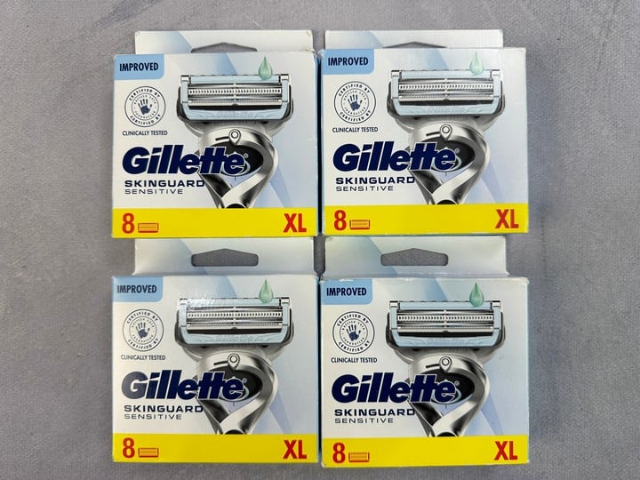 Gillette Skinguard Sensitive Razor Blades, 4x 8 Packs (VAT ONLY PAYABLE ON BUYERS PREMIUM) (X735917/8) (18+ ID REQUIRED)