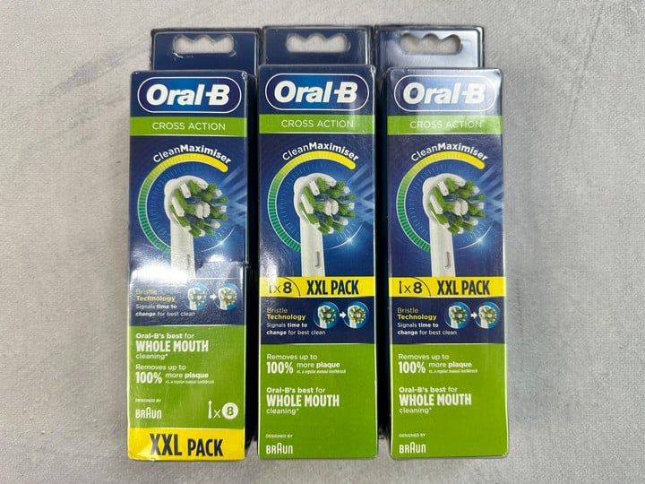 Oral-B Cross Action Replacement Heads, 3x 8 Packs (VAT ONLY PAYABLE ON BUYERS PREMIUM) (X735917/8)