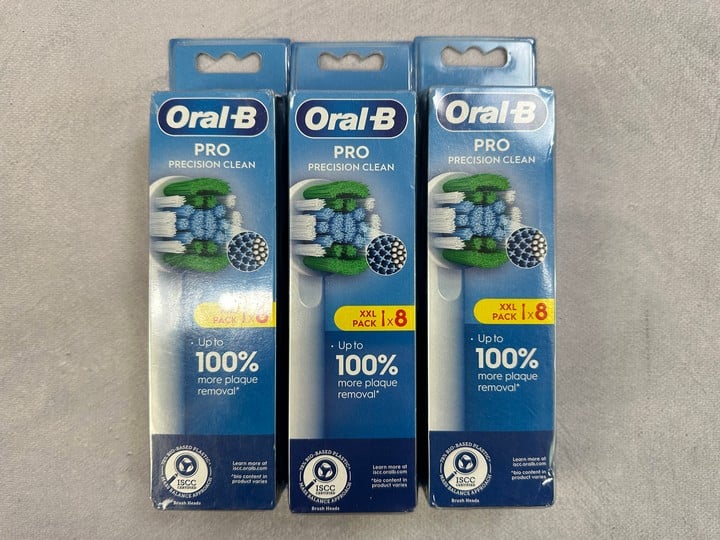 Oral-B Pro Precision Clean Replacement Heads, 3x 8 Packs (VAT ONLY PAYABLE ON BUYERS PREMIUM) (X735917/8)