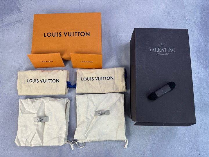 Louis Vuitton Box With Dustbags And Valentino Shoebox Spare Laces And Dustbags (VAT ONLY PAYABLE ON BUYERS PREMIUM)