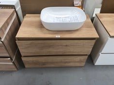 BATHROOM FURNITURE WITH WASHBASIN, MIRROR AND DRAWER UNIT.