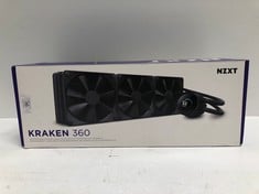 NZXT KRAKEN 360 - AIO LIQUID COOLING PC FOR 360 MM PROCESSOR CPU HEAT SINK PC CASE - 1.54" SQUARE LCD DISPLAY - 3 F120P FANS - BLACK COLOUR - RL-KN360-B1.