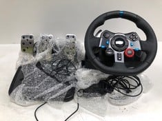 LOGITECH G29 DRIVING FORCE STEERING WHEEL AND PEDALS.