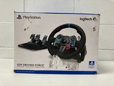 LOGITECH G29 DRIVING FORCE RACING WHEEL AND PEDALS, FORCE FEEDBACK, ANODISED ALUMINIUM, SHIFT PADDLES, EU PLUG, PS5, PS4, PC, MAC, F1 23 & GRAN TURISMO 7 COMPATIBLE, BLACK .