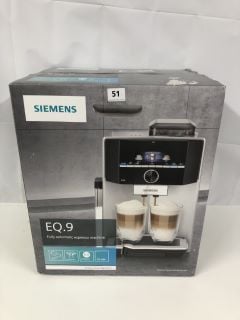 SIEMENS EQ.9 S300 FULLY AUTOMATIC COFFEE MACHINE MODEL: TI923309GB WITH AUTO MILK CLEAN , AROMA DOUBLE SHOT , 1 TOUCH DOUBLE CUP (SEALED) - RRP. £1,299,99