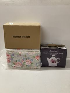 3 X ASSORTED ITEMS TO INCLUDE FLORAL STORAGE BOX