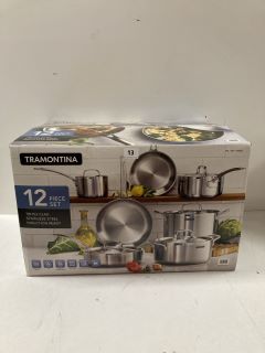 TRAMONTINA 12 PIECE SET - TRI-PLY CLAD STAINLESS STEEL INDUCTION READY PAN SET