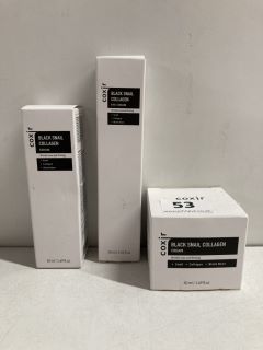 3 X ASSORTED COXIR PRODUCTS TO INCLUDE BLACK SNAIL COLLAGEN