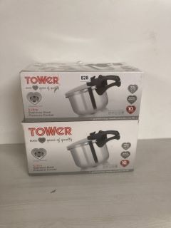 2 X TOWER 3 L STAINLESS STEEL PRESSURE COOKERS