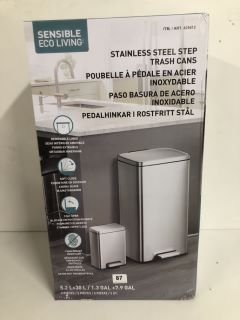 SENSIBLE ECO LIVING STAINLESS STEEL STEP TRASH CANS