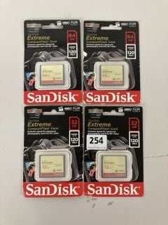4 X SANDISK EXTREME COMPACT FLASH CARDS 32GB