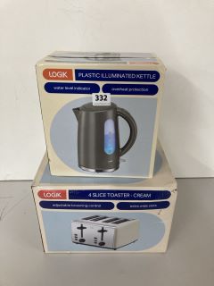 LOGIK FOUR SLICE TOASTER AND A KETTLE