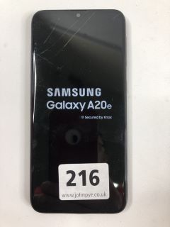 SAMSUNG GALAXY A20E 32GB SMARTPHONE IN BLACK: MODEL NO SM-A202F (CRACKED SCREEN). NETWORK UNKNOWN  [JPTN39329]