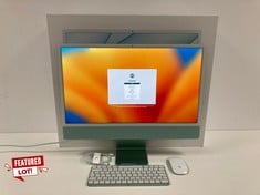 APPLE IMAC-24 256GB SSD PC (ORIGINAL RRP - €1359,00) IN GREEN: MODEL NO A2438 (COMPLETE (BOX + MOUSE + KEYBOARD + KEYBOARD + LIGHTING CABLE + CHARGER), QWERTY KEYBOARD. CONTAINS Ñ). 7-CORE, 8GB RAM,