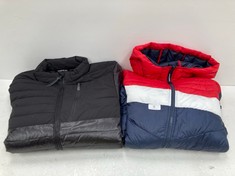 2 X JACKETS VARIOUS BRANDS AND SIZES INCLUDING JACK & JONES SIZE L - LOCATION 5C.