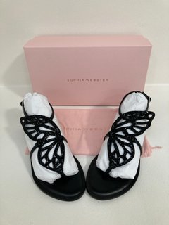 SOPHIA WEBSTER BLACK BUTTERFLY FLAT SANDALS UK SIZE 5 - RRP £251: LOCATION - FRONT BOOTH