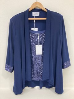 GINA BACCONI MARIGOT SEQUIN TANK AND CASCADE JERSEY JACKET SET IN NAVY UK SIZE XL - RRP £240: LOCATION - FRONT BOOTH
