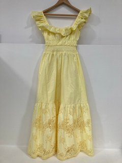 SELF-PORTRAIT YELLOW COTTON MIDI DRESS UK SIZE 8 - RRP £350: LOCATION - FRONT BOOTH