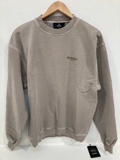 REPRESENT OWNERS CLUB SWEATER IN MUSHROOM UK SIZE S - RRP £140: LOCATION - FRONT BOOTH