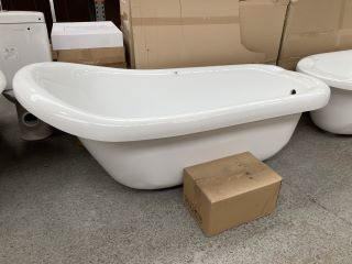 1550 X 750MM TRADITIONAL ROLL TOPPED SINGLE ENDED SLIPPER STYLE BATH WITH SET OF CHROME CLAW & BALL FEET - RRP £1009: LOCATION - C2