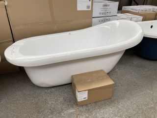 1550 X 750MM TRADITIONAL ROLL TOPPED SINGLE ENDED SLIPPER STYLE BATH WITH SET OF CHROME CLAW & BALL FEET - RRP £1009 (REPAIRABLE MINOR DAMAGE TO OUTER TOP EDGE): LOCATION - C2