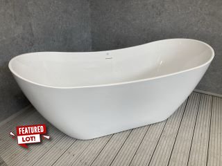 1700 X 740MM MODERN TWIN SKINNED DOUBLE ENDED SLIPPER STYLE BATH WITH INTEGRAL WHITE SPRUNG WASTE & OVERFLOW - RRP £1675: LOCATION - BOOTH