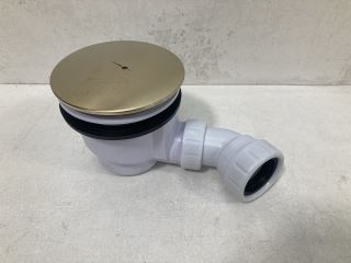 90MM FAST FLOW SHOWER TRAP WITH OUTLET ELBOW IN BRUSHED BRASS - RRP £90: LOCATION - R1