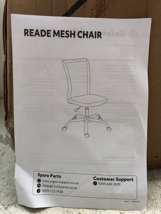 John Pye Auctions HABITAT READE MESH BACK GAS LIFT ADJUSTABLE OFFICE