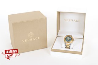 VERSACE GRECA MENS CHRONO EXTREME WATCH IN GREEN/GOLD RRP - £1400: LOCATION - E1*