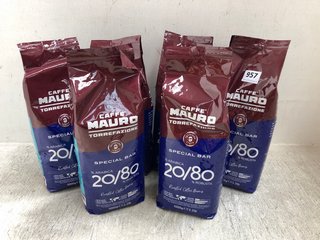 6 X CAFFE MAURO TORREFAZIONE 20/80 ARABICA ROBUSTA ROASTED COFFEE BEANS - BBE: 09-2025: LOCATION - G2