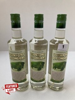 3 X VODKA MIT BISONGRAS 70CL 37.5% VOL (PLEASE NOTE: 18+YEARS ONLY. ID MAY BE REQUIRED): LOCATION - AR1