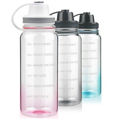7 X FEREXER LARGE 1.5 LITRE REUSABLE GLASS WATER BOTTLE WITH TIME MARKER, MOTIVATIONAL BOROSILICATE WATER BOTTLE WITH NEOPRENE SLEEVE 1.5 L BPA FREE PINK: LOCATION - B RACK
