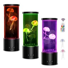9 X JELLYFISH LAMP AQUARIUM SENSORY LIGHTS WITH 17 COLOUR CHANGING LAMP & 4 COLOUR MODES REALISTIC JELLYFISH TANK MOOD MAGIC LIGHTS, USB TABLE LAMPS FOR LIVING ROOM BEDROOM OFFICE DECOR, BLACK - TOTA