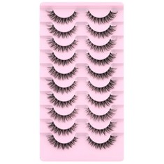 25 X WIWOSEO NATURAL WISPY LASHES CAT EYE LASHES THAT LOOK LIKE EXTENSION EYELASHES D CURL RUSSAIN STRIP LASHES NATURAL LOOK FALSE LASHES 10 PAIRS PACK - TOTAL RRP £104: LOCATION - B RACK