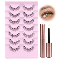 25 X WIWOSEO HALF LASHES NATURAL LOOK EYELASHES WISPY CAT EYE LASHES WITH GLUE CLEAR BAND HALF EYELASHES NATURAL LASHES THAT LOOK LIKE EXTENSIONS 3/4 CORNER EYELASHES WITH GLUE - TOTAL RRP £104: LOCA