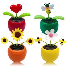 11 X CHINGDE SOLAR POWERED DANCING FLOWER, 4PCS PLASTIC SOLAR DANCING FLOWERS SHAKING HEAD CAR ORNAMENTS SOLAR POWERED CAR TOY FOR CAR OFFICE DESK DECORATION - TOTAL RRP £112: LOCATION - C RACK