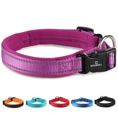 50 X REFLECTIVE DOG COLLARS FOR PUPPY SMALL DOGS, ADJUSTABLE NYLON PET COLLAR WITH SOFT NEOPRENE PADDING DURABLE BREATHABLE BASIC DOG COLLARS, PURPLE, XS - TOTAL RRP £333: LOCATION - C RACK