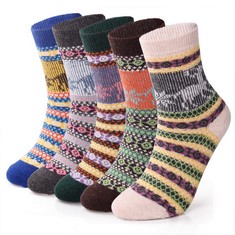 21 X ELIFEACC 5 PAIRS THERMAL WOMENS SOCKS WARM THICK KNITTING WINTER SOCK FOR LADIES , UK 3-7 EU 35-39 - TOTAL RRP £245:: LOCATION - C RACK